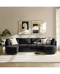 Hulala Home Dayman 6-Piece Modern Storage Convertible Sectional Sofa with End Table