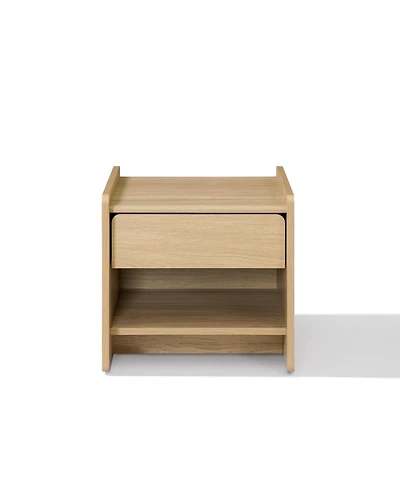 LuxenHome Hazel Oak Manufactured Wood 1-Drawer 1-Shelf 15.5" H End Table and Nightstand