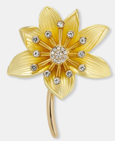 Anne Klein Crystal Flower Pin