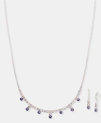 Anne Klein Stone Cup Chain Statement Necklace & Earrings Set
