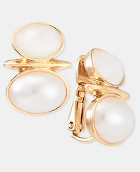 Anne Klein Stone & Mother-of-Pearl Snowman Clip-On Button Earrings