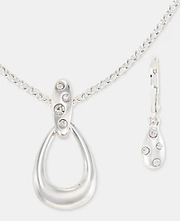 Anne Klein Crystal Open Pendant Necklace & Drop Earrings Set