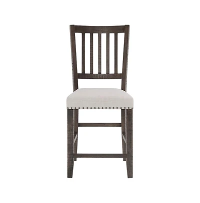 Jofran Willow Creek Distressed Slatback Upholstered Counter Stool (Set of 2