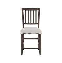 Jofran Willow Creek Distressed Slatback Upholstered Counter Stool (Set of 2