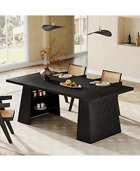 Tribesigns Black Rectangular Dining Table for 4-6 People – Modern Wooden Kitchen Table