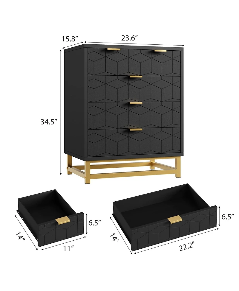 Gaomon 5 Drawer Dresser for Bedroom, Chest of Drawers with Metal Base, Modern Cabinet Organizer