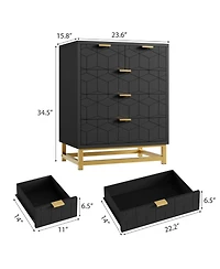 Gaomon 5 Drawer Dresser for Bedroom, Chest of Drawers with Metal Base, Modern Cabinet Organizer
