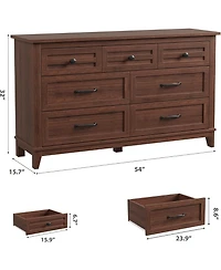 gaomon 7-Drawer Bedroom Dresser, 54" Wide Chest with Freestanding Storage, Wooden Closet Organizer for Living Room, Bedroom, Entryway
