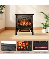 Cowsar Freestanding Electric Fireplace Stove with Realistic Flame, 5100 Btu Electric Fireplace Heater with Retro Design, 1000W/1500W