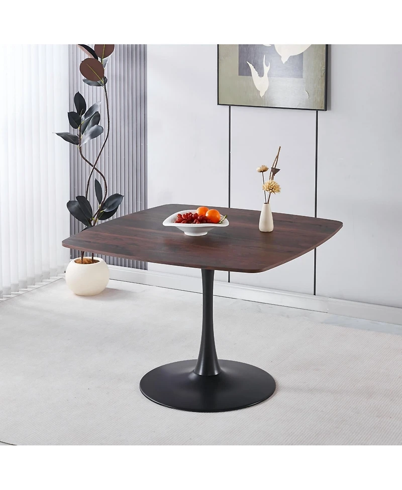 Boyel Living 42 Inch Square Dining Table for 4-6 Person, Modern Table with Sturdy Metal Pedestal Base