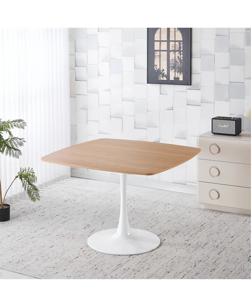 Boyel Living 42 Inch Square Dining Table for 4-6 Person, Modern with Sturdy Metal Pedestal Base