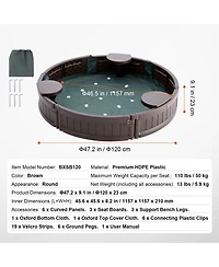 Hongge Kids Outdoor Sandbox with Seats and Cover for Backyard Play