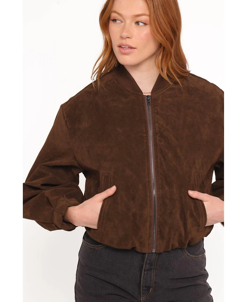 Petal and Pup Women's Goldie Faux Suede Bomber Jacket