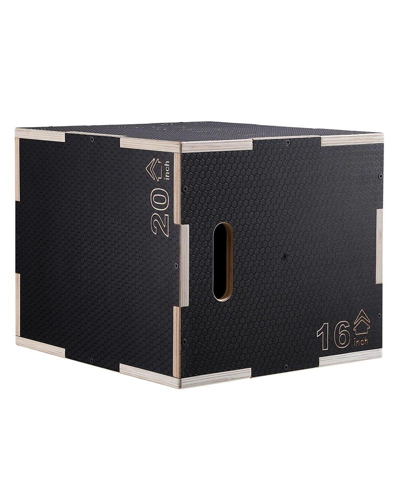 Sugfit 3-in-1 Plyo Jump Box 20/18/16" Wooden Agility Training Box