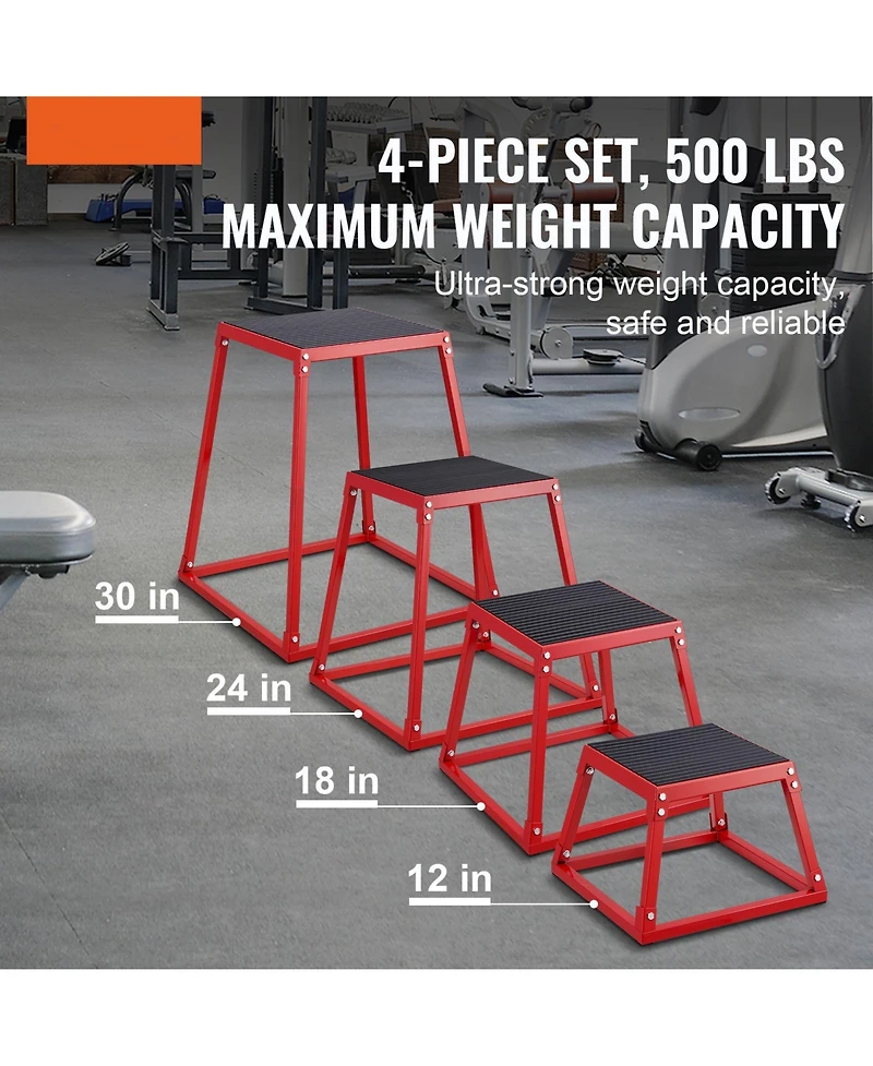 Sugfit Plyo Jump Box Set 12/18/24/30" Agility Training Box Red