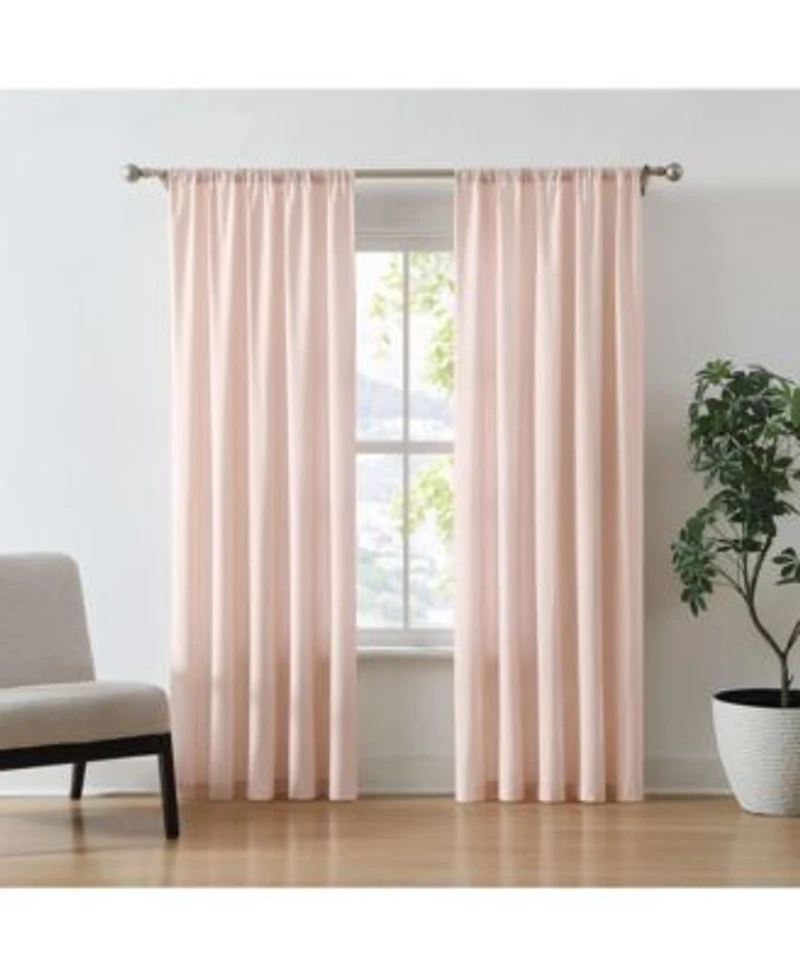 Brooklyn Loom 100 Cotton 200 Thread Count Percale Drape Pair 2 Piece Window Curtain