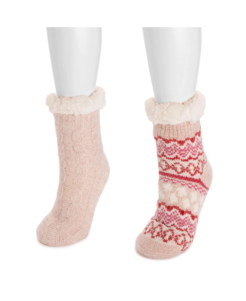 Muk Luks Women's 2 Pack Chenille Cabin Sock