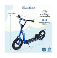 Hongge Youth Kick Scooter with Adjustable Height and Inflatable Wheels