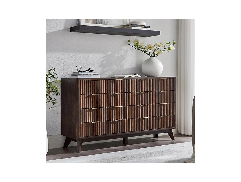 gaomon 54" Fluted 8-Drawer Dresser, Modern Chest w/ Faux Marble Top, Tv Stand & Wood Organizer