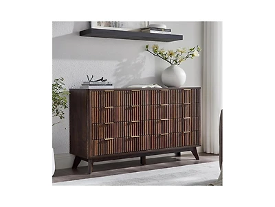 gaomon 54" Fluted 8-Drawer Dresser, Modern Chest w/ Faux Marble Top, Tv Stand & Wood Organizer