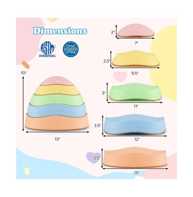 Hongge 5 Piece Kids Stepping Stones Set with Storage Bag