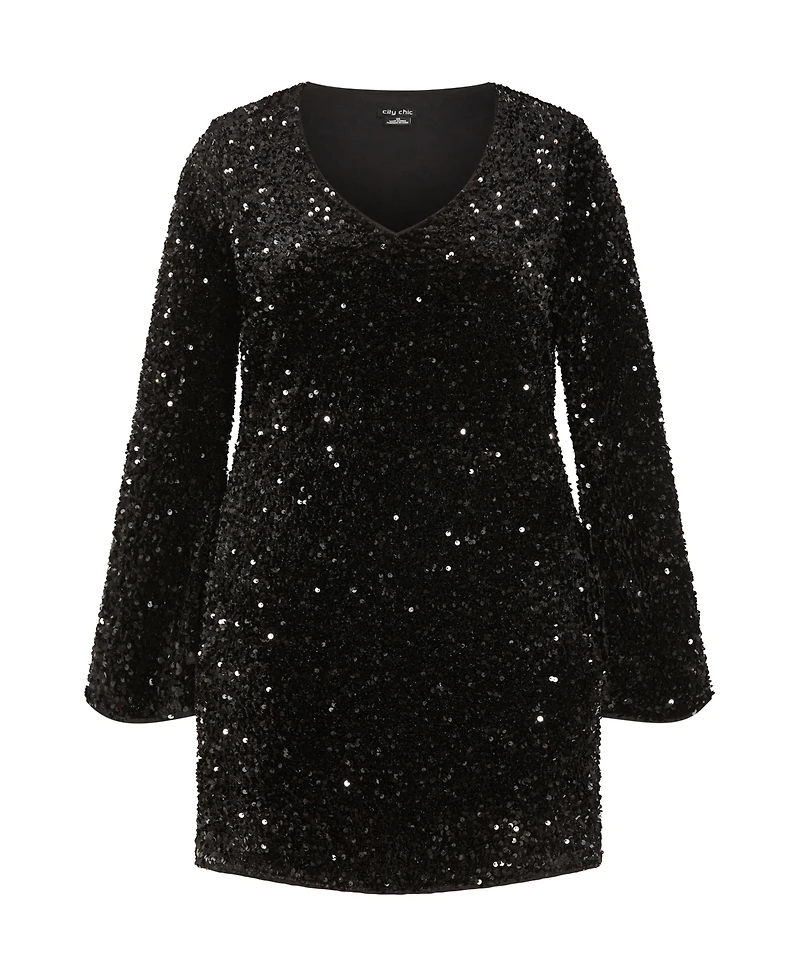 City Chic Women's Sequin Neptune Dress