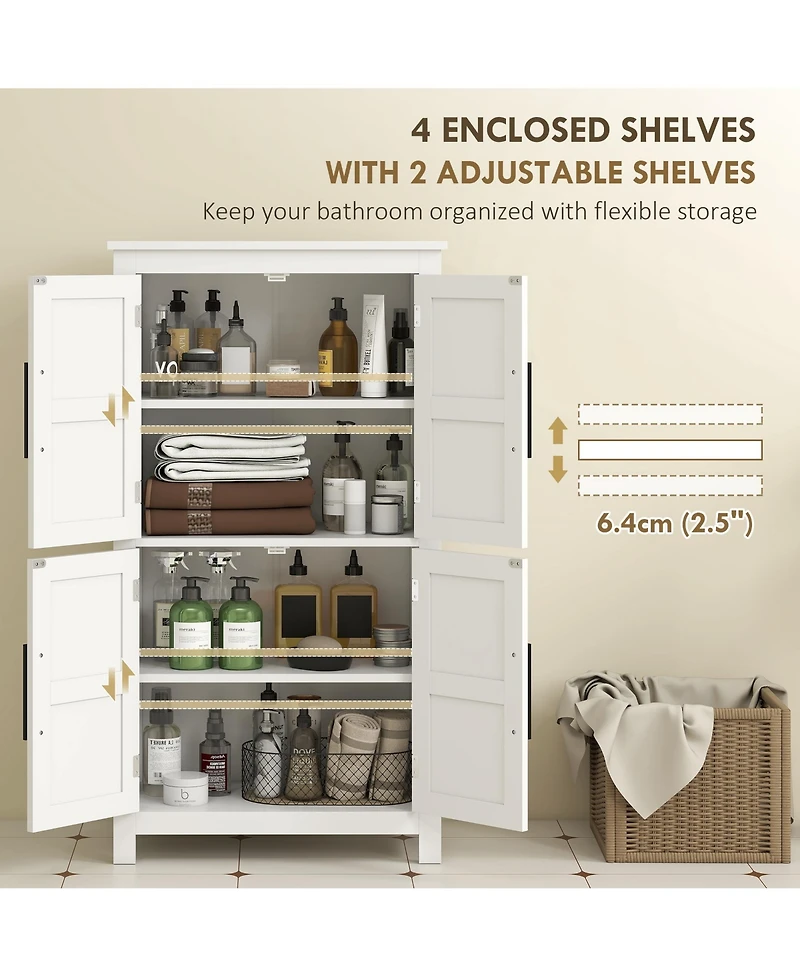 Homcom Bathroom Floor Cabinet, Farmhouse Bathroom Cabinet with Doors,