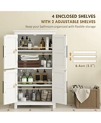 Homcom Bathroom Floor Cabinet, Farmhouse Bathroom Cabinet with Doors,