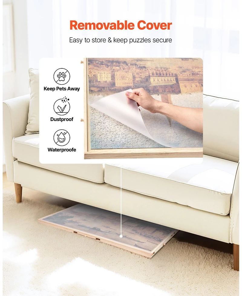 Mecale 2000-Piece Rotating Puzzle Board with 5 Drawers and Cover, 40x29 in Portable Wooden Jigsaw Table for Adults