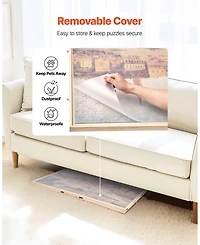 Mecale 2000-Piece Rotating Puzzle Board with 5 Drawers and Cover, 40x29 in Portable Wooden Jigsaw Table for Adults