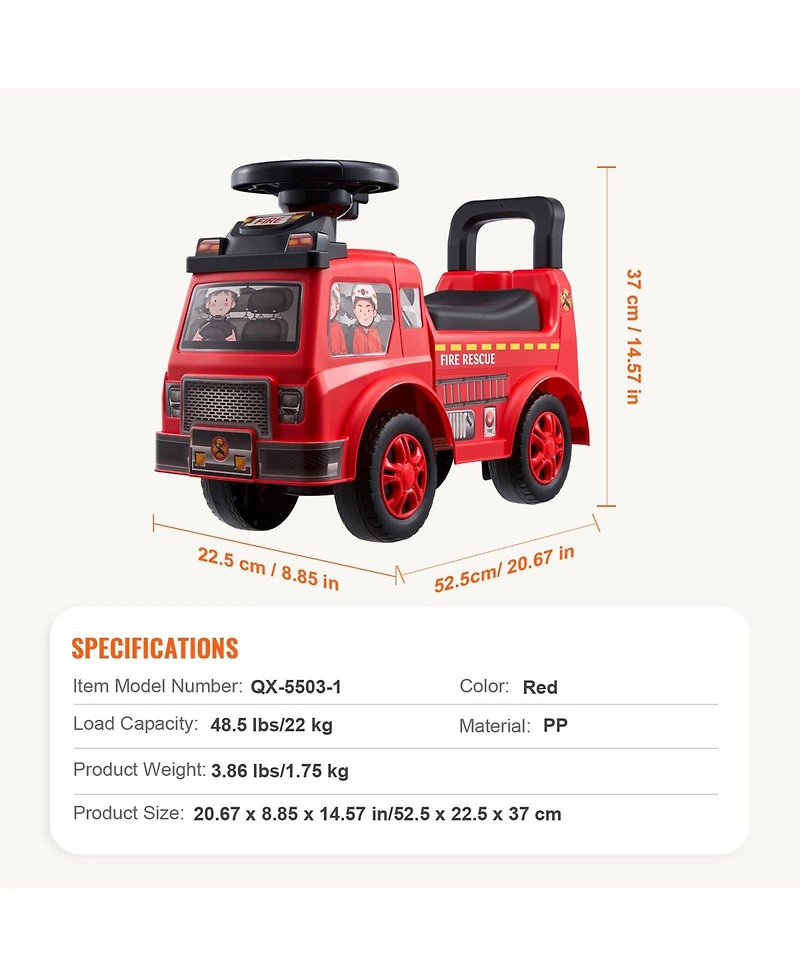 Toddler Ride On Push Car with Music Steering Wheel and Storage Seat