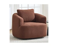 Sumyeg 360°Swivel Round Upholstered Comfy Chair With One Soft Pillow High-Resilience Sponge Single Sofa