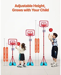 Mecale Kids Basketball Hoop, Height-Adjustable Portable Hoop with Fillable Base for Indoor and Outdoor Play