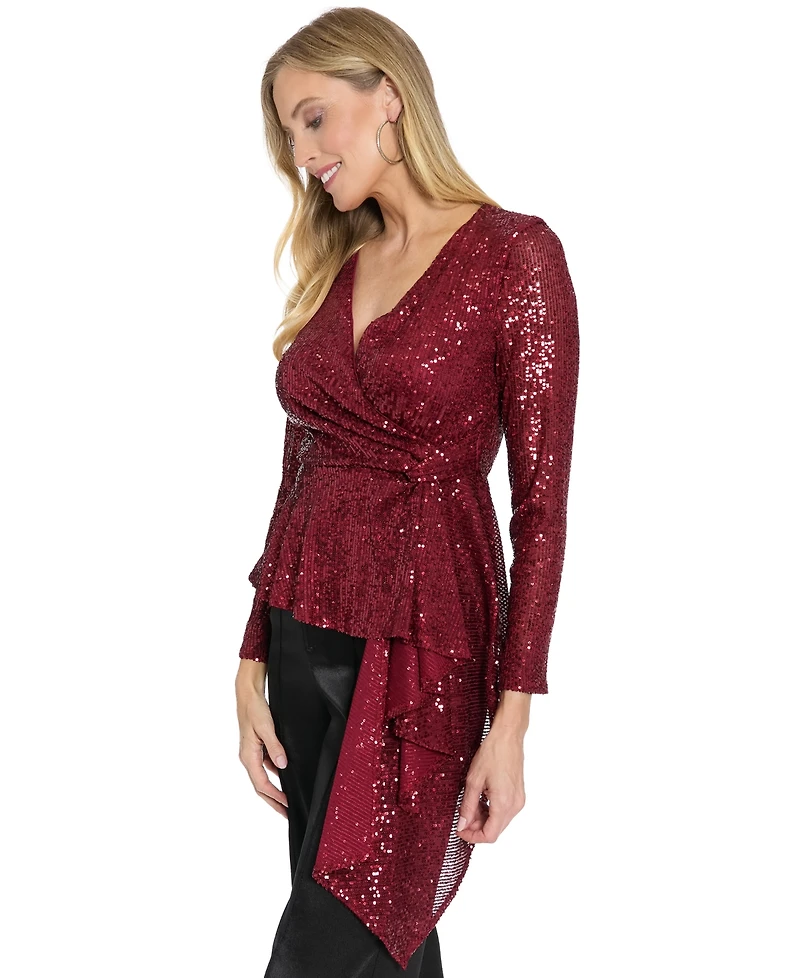 Muse Women's V-Neck Sequin Embellishment Top