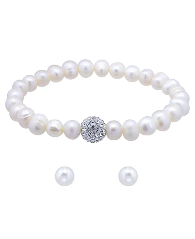 Giani Bernini Freshwater Pearl Stretch Bracelet and Stud Earrings Set