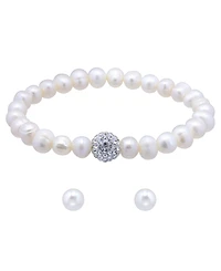 Giani Bernini Freshwater Pearl Stretch Bracelet and Stud Earrings Set