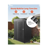 Grey 5x3 Ft Metal Tool Shed with Waterproof Design and Ventilation Vents