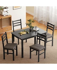 Homcom 5-Piece Dining Table Set with Upholste Chairs