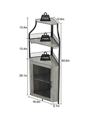 gaomon Corner Bar Cabinet with Glass Holder, Industrial Wine Cabinet with Adjustable Shelf