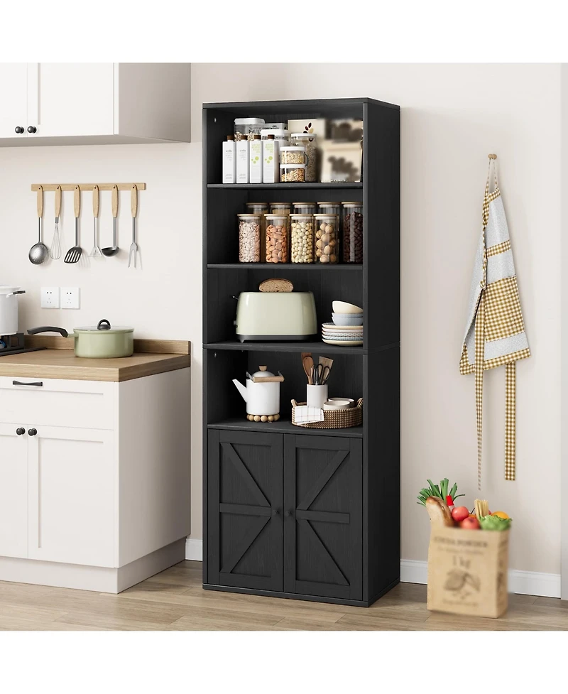 gaomon Tall Bookshelves and Bookcases with Doors/ 6 Shelf Display Storage