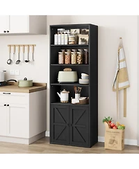 gaomon Tall Bookshelves and Bookcases with Doors/ 6 Shelf Display Storage