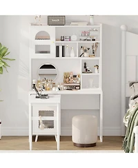 Streamdale Computer Desk with Rotating Desktop, Storage Drawer & Cabinets