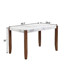 Streamdale Furniture Modern Faux Marble Dining Table with Wood Legs