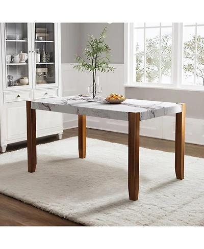 Streamdale Furniture Modern Faux Marble Dining Table with Wood Legs