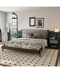 Streamdale Furniture Modern King Bed Frame Set with 2 Nightstands, Light Gray Wood Platform Bed