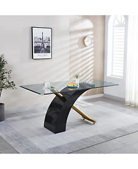 Streamdale Furniture Luxury Glass Top Dining Table (2 Colors)