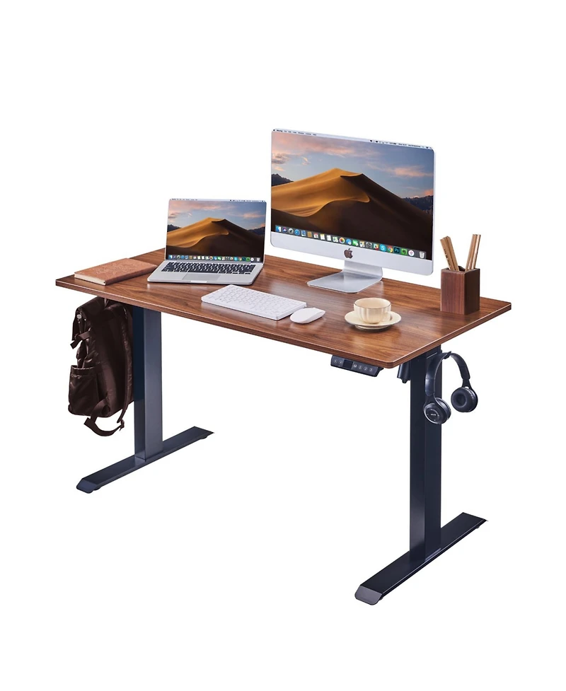 Streamdale Furniture Electric Standing Desk, Adjustable Height, 24x48, Black Frame/Mahogany Top