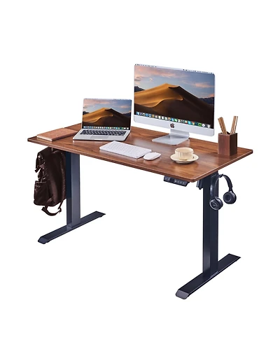 Streamdale Furniture Electric Standing Desk, Adjustable Height, 24x48, Black Frame/Mahogany Top
