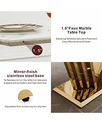 Streamdale Furniture 70" Rectangle Faux Marble w/Gold Stainless Steel Base Dining Table