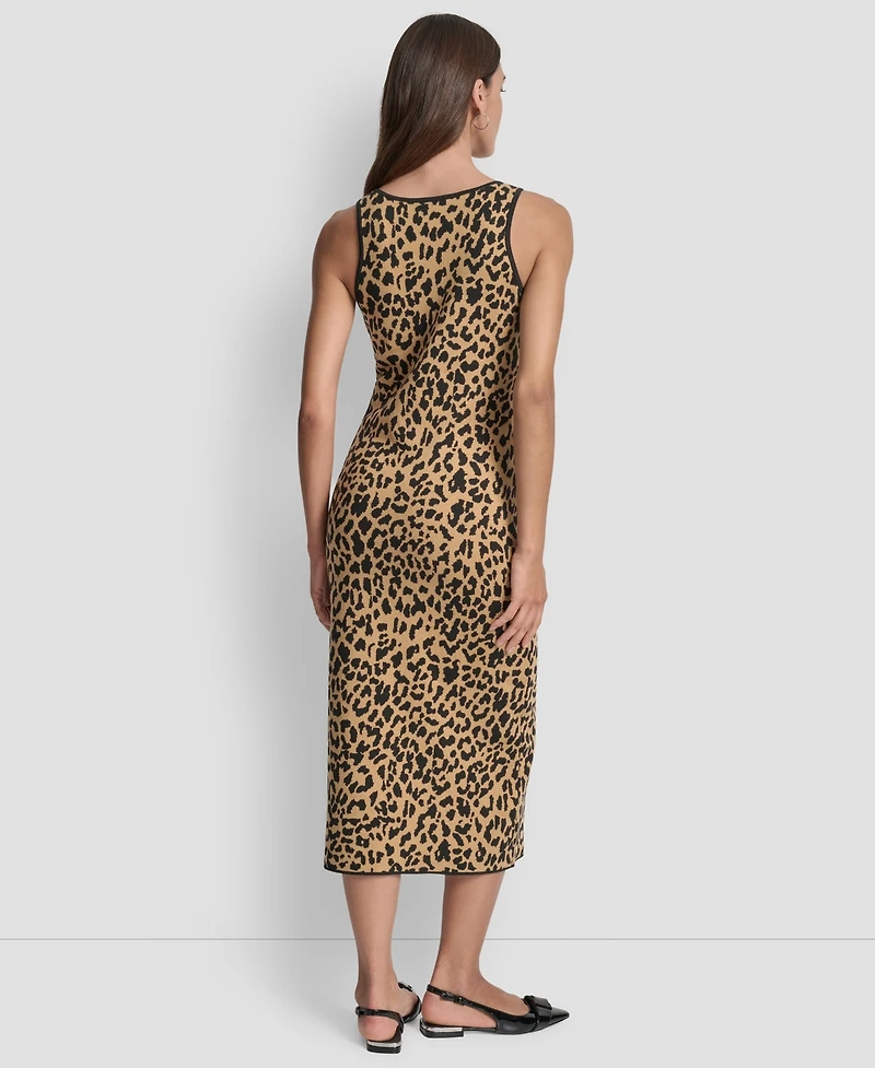 Dkny Jeans Women's Cheetah Jacquard Bodycon Sweater Dress